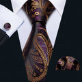 Yellow Purple Silk Tie Set - GentCrest