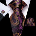 GentCrest Purple Paisley Tie Hanky Cufflinks Set - Image 1