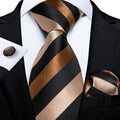 GentCrest Black Striped Tie Hanky Cufflinks Set - Image 1