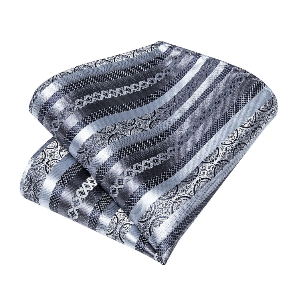 GentCrest Grey Striped Tie Hanky Cufflinks Set - Image 6