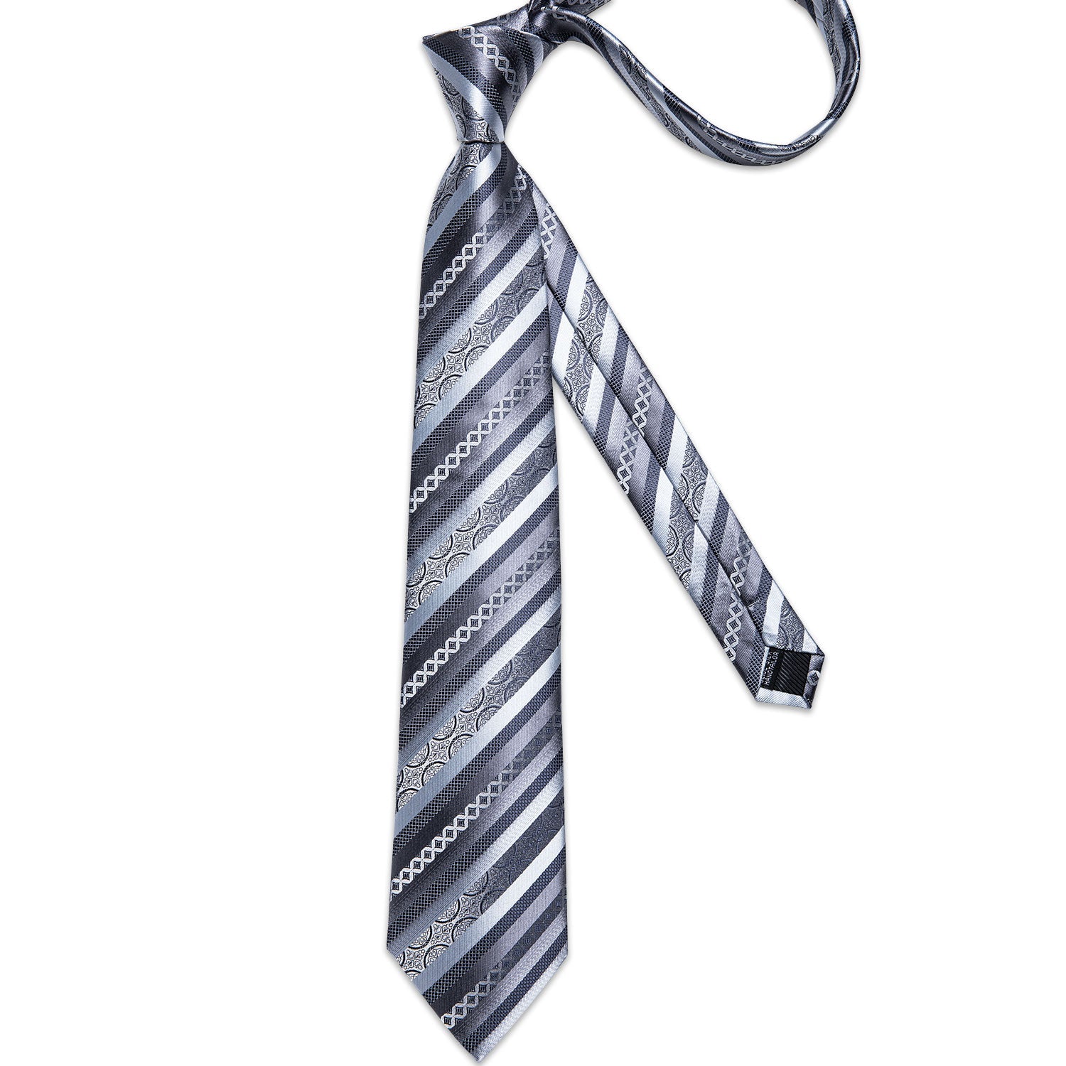 GentCrest Grey Striped Tie Hanky Cufflinks Set - Image 4