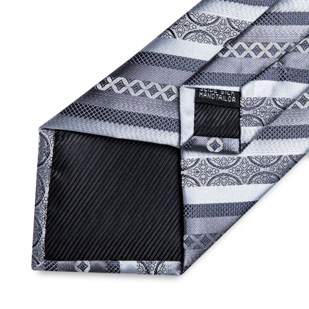 GentCrest Grey Striped Tie Hanky Cufflinks Set - Image 5