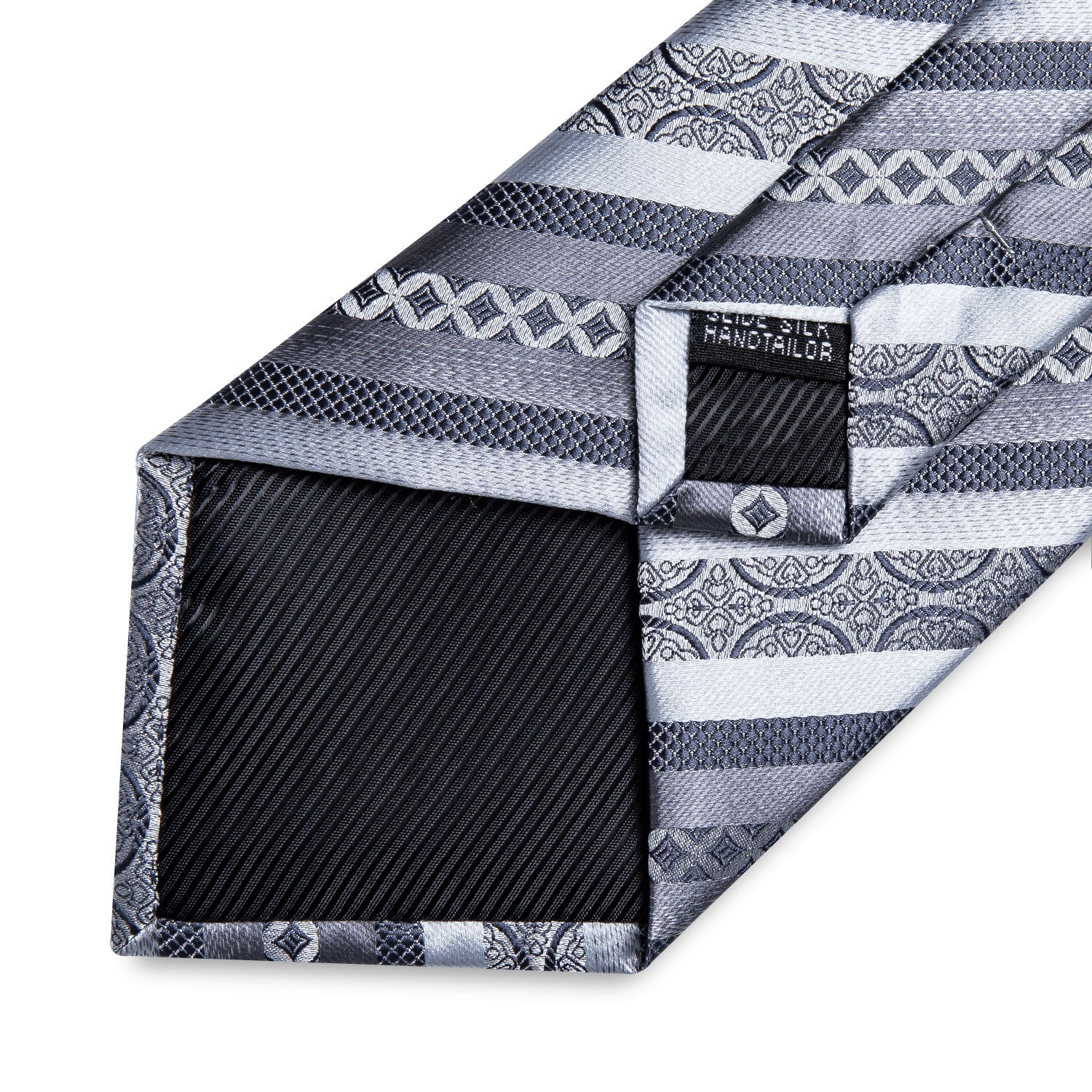 GentCrest Grey Striped Tie Hanky Cufflinks Set - Image 5