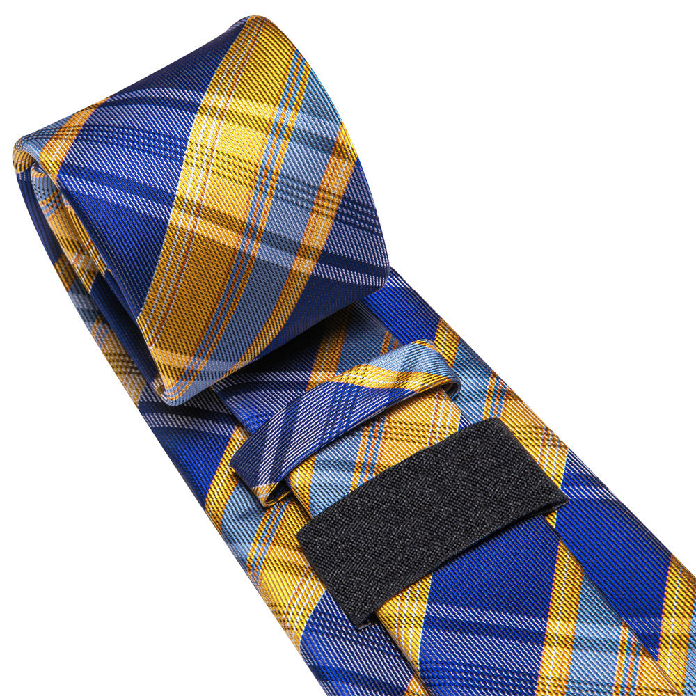 GentCrest Blue Plaid Tie Hanky Cufflinks Set - Image 7