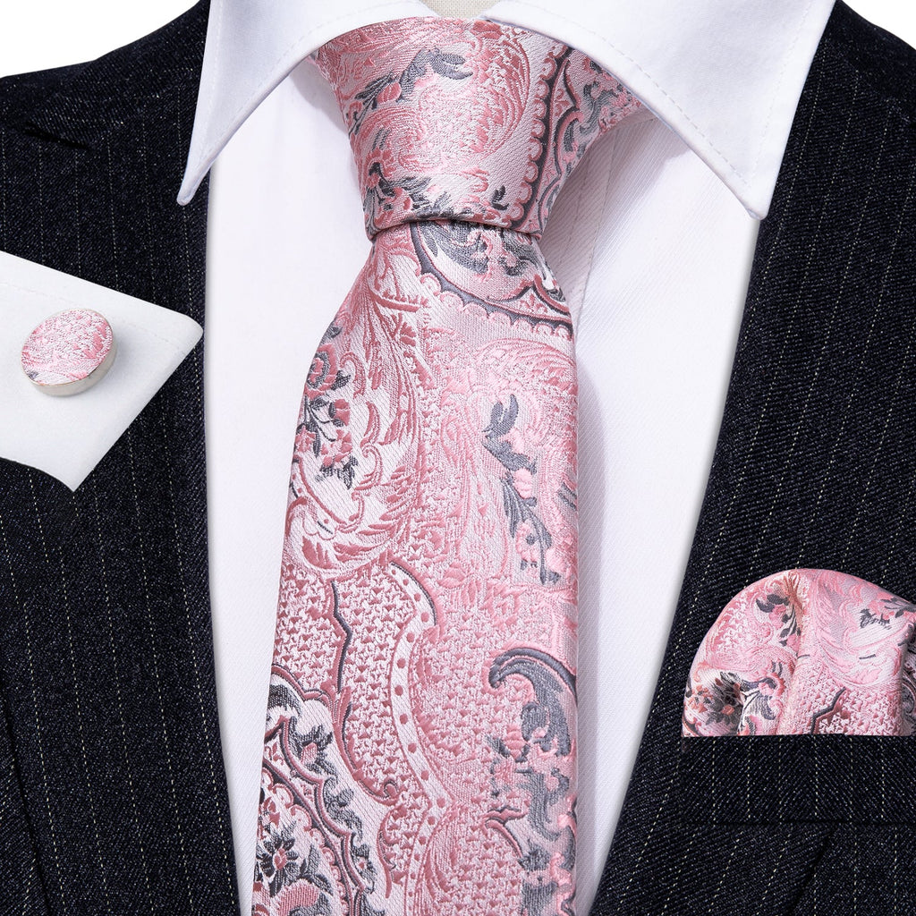 GentCrest Pink Paisley Tie Hanky Cufflinks Set - Image 2