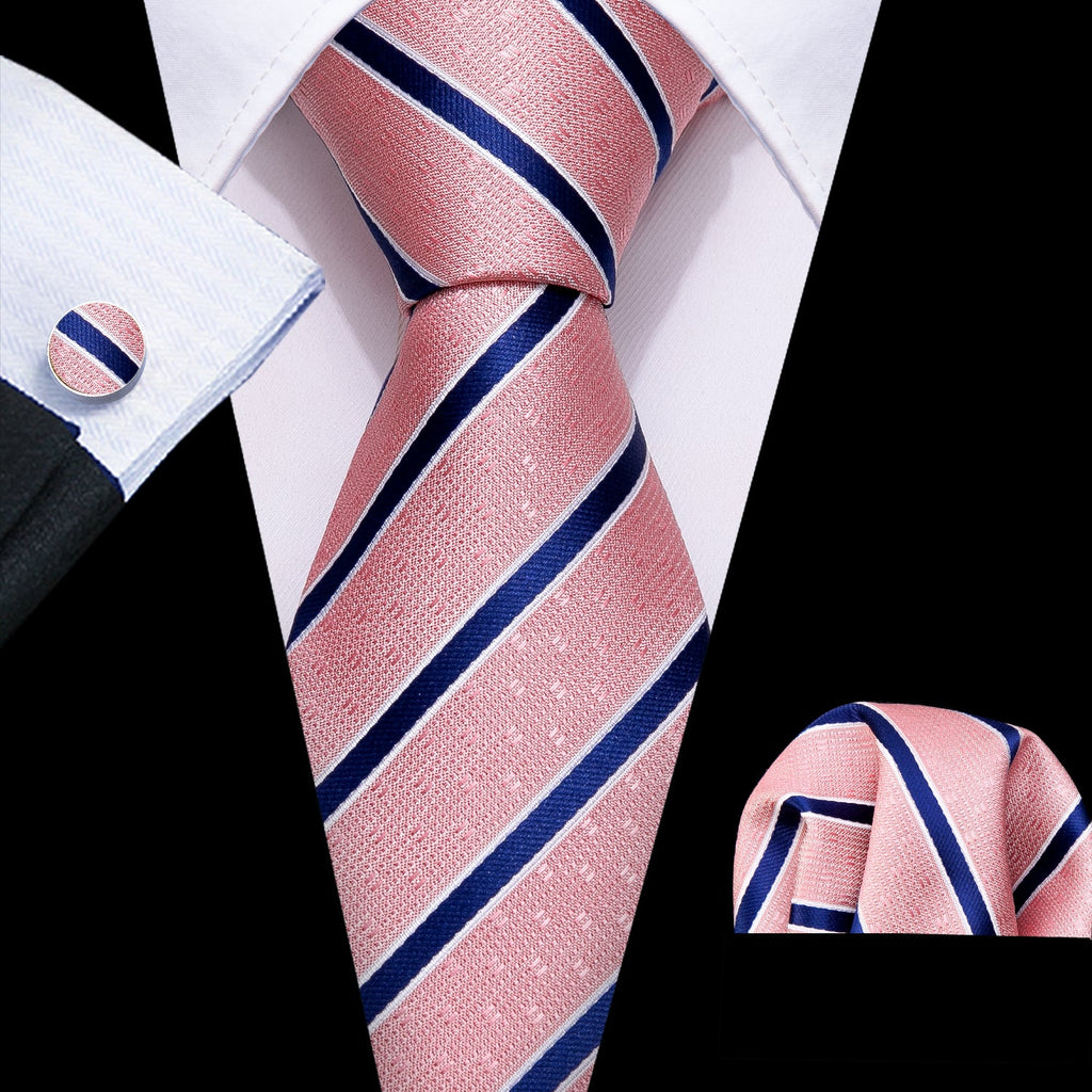 GentCrest Blue Striped Tie Hanky Cufflinks Set - Image 1