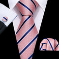 GentCrest Blue Striped Tie Hanky Cufflinks Set - Image 1
