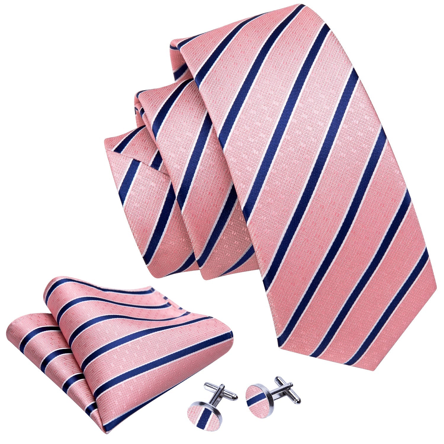 GentCrest Blue Striped Tie Hanky Cufflinks Set - Image 4