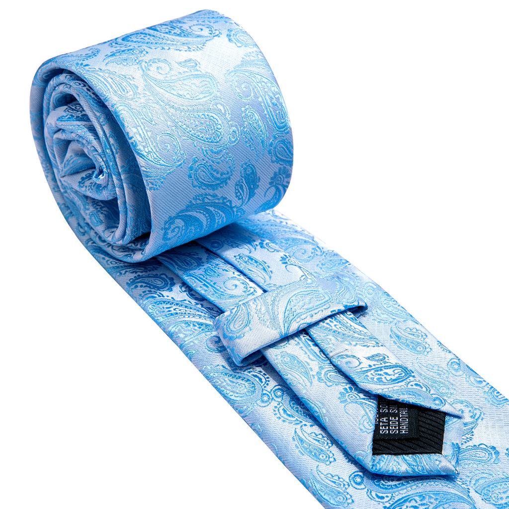 Light Blue Paisley Silk Tie Set - GentCrest - View 7