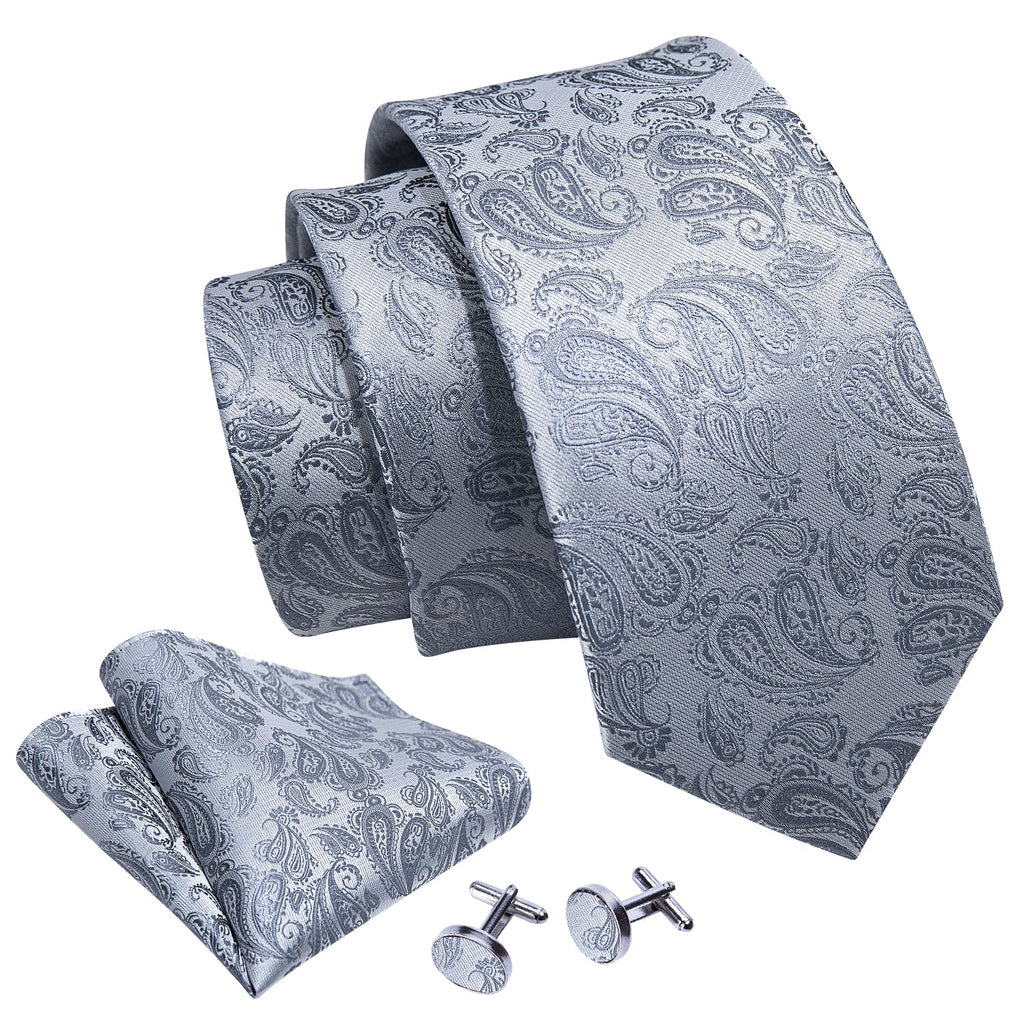 GentCrest Grey Paisley Tie Hanky Cufflinks Set - Image 3