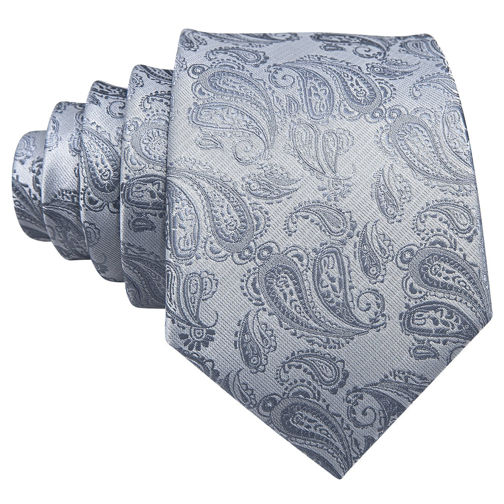 GentCrest Grey Paisley Tie Hanky Cufflinks Set - Image 4