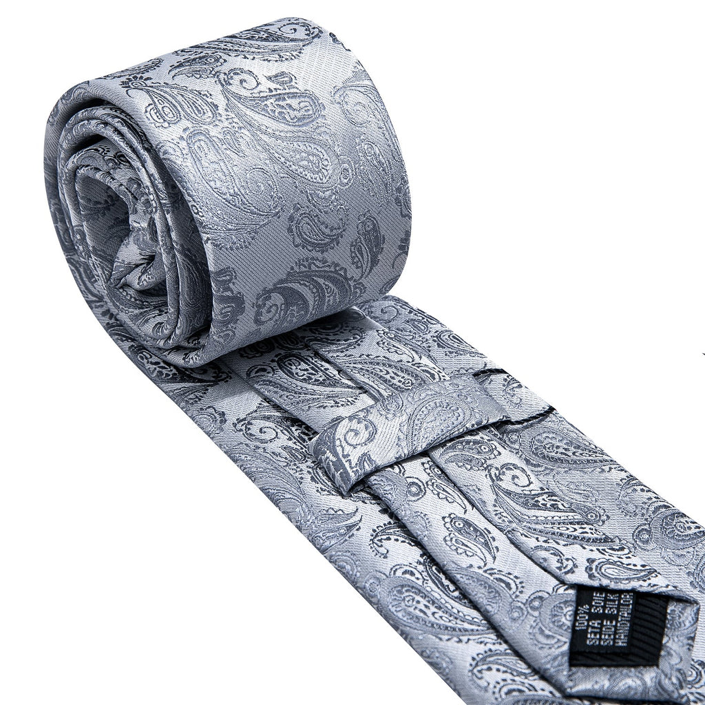 GentCrest Grey Paisley Tie Hanky Cufflinks Set - Image 2