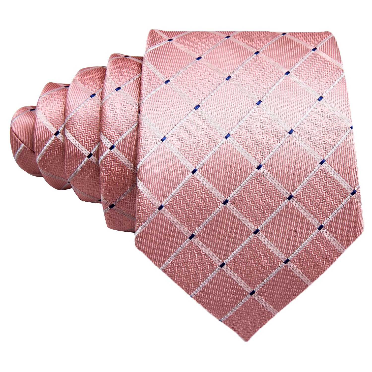 GentCrest Pink Plaid Tie Hanky Cufflinks Set - Image 4