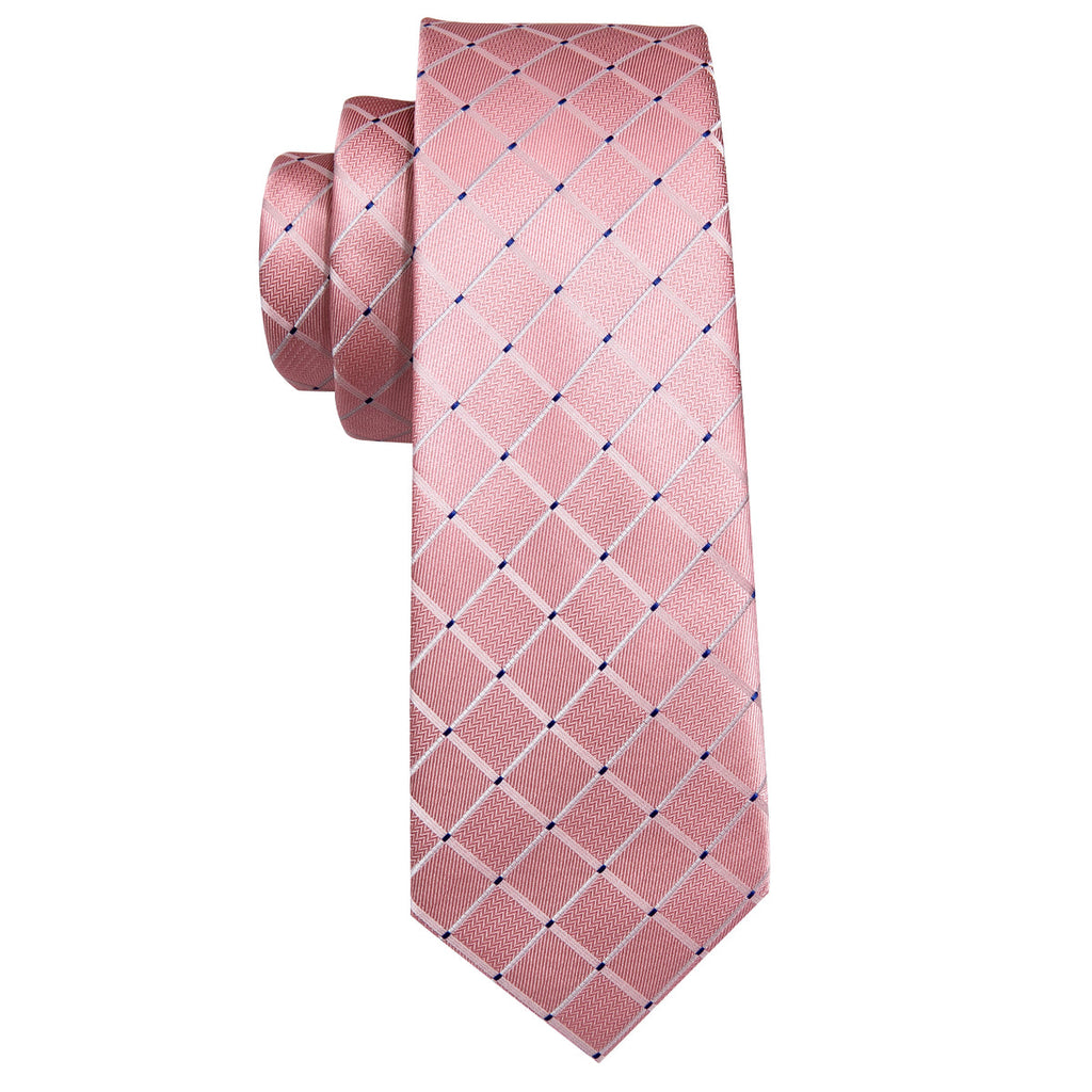 Pink Plaid Silk Tie Set - GentCrest - View 4