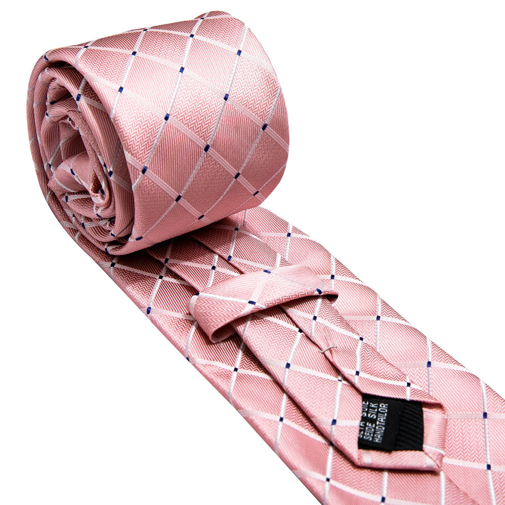 Pink Plaid Silk Tie Set - GentCrest - View 5