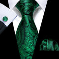 GentCrest Green Paisley Tie Hanky Cufflinks Set - Image 1