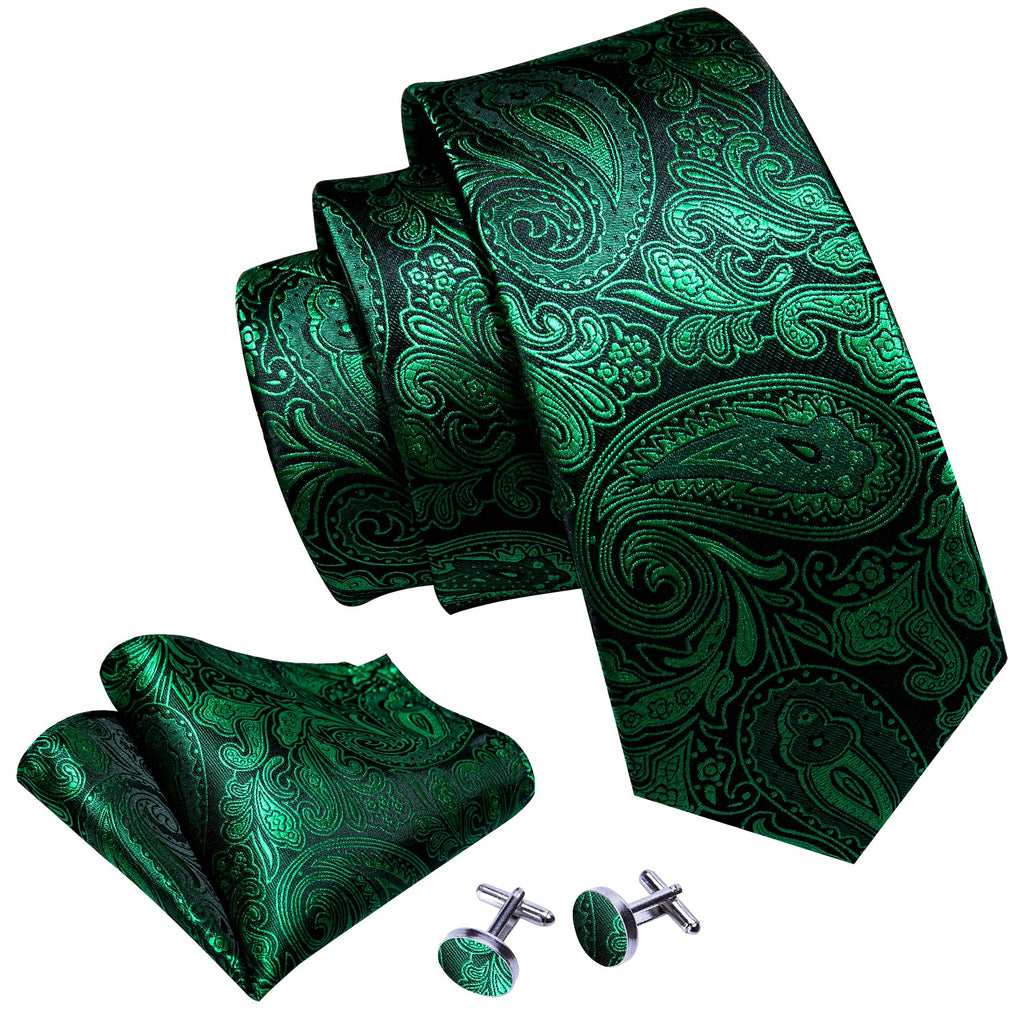 GentCrest Green Paisley Tie Hanky Cufflinks Set - Image 5