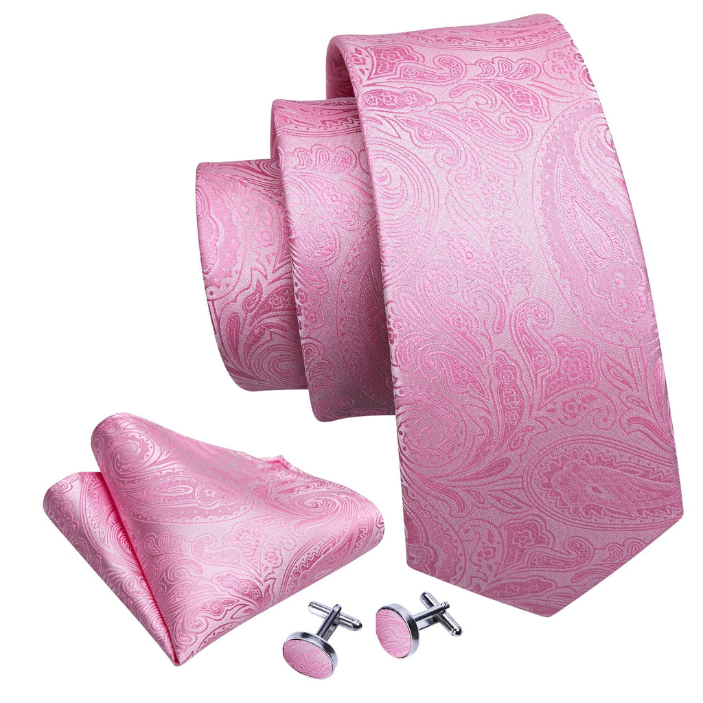 GentCrest Pink Paisley Tie Hanky Cufflinks Set - Image 3