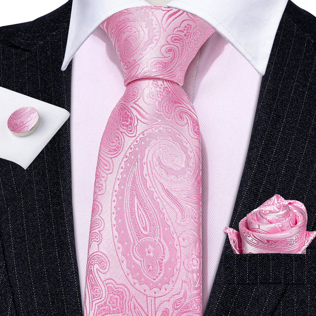 GentCrest Pink Paisley Tie Hanky Cufflinks Set - Image 2