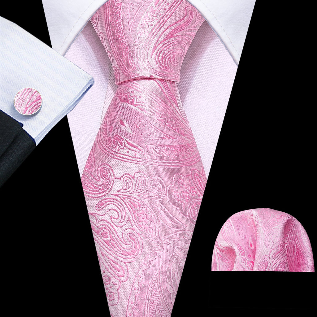 GentCrest Pink Paisley Tie Hanky Cufflinks Set - Image 1