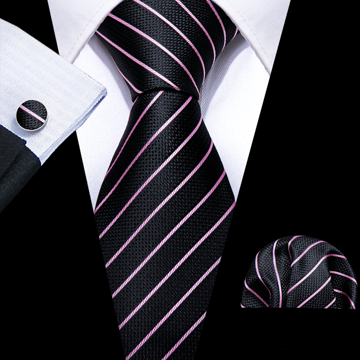 GentCrest Black Striped Tie Sets - Image 3
