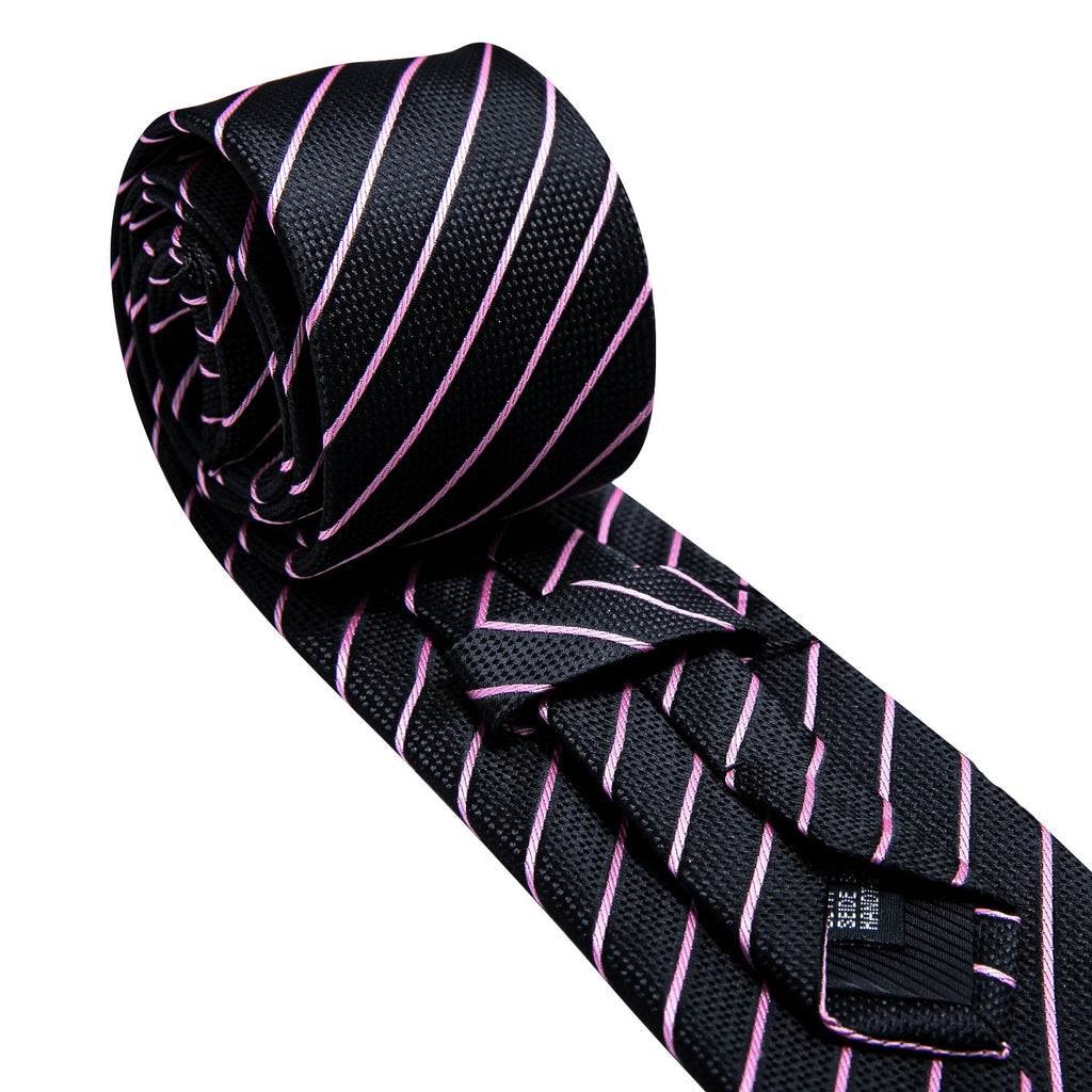 GentCrest Black Striped Tie Hanky Cufflinks Set - Image 4