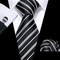 GentCrest Black Striped Tie Hanky Cufflinks Set - Image 1