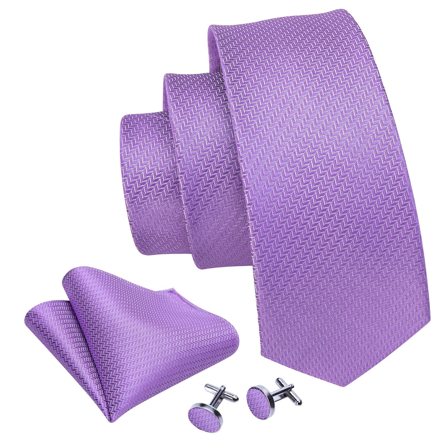 GentCrest Purple Striped Tie Hanky Cufflinks Set - Image 5