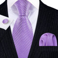 Purple Striped Woven Silk Tie Set - GentCrest