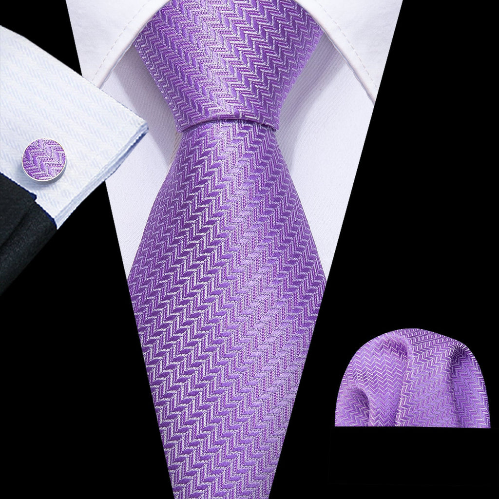 GentCrest Purple Striped Tie Hanky Cufflinks Set - Image 1