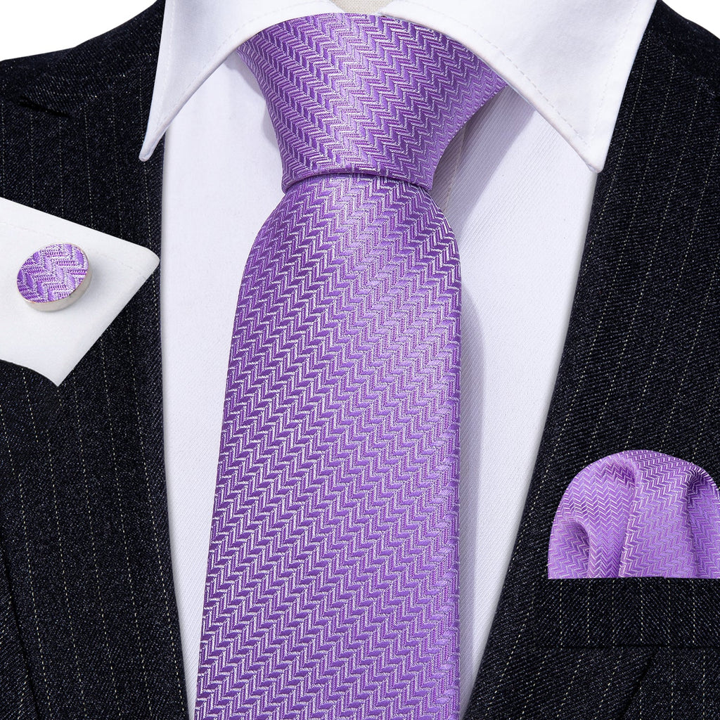 GentCrest Purple Striped Tie Hanky Cufflinks Set - Image 2