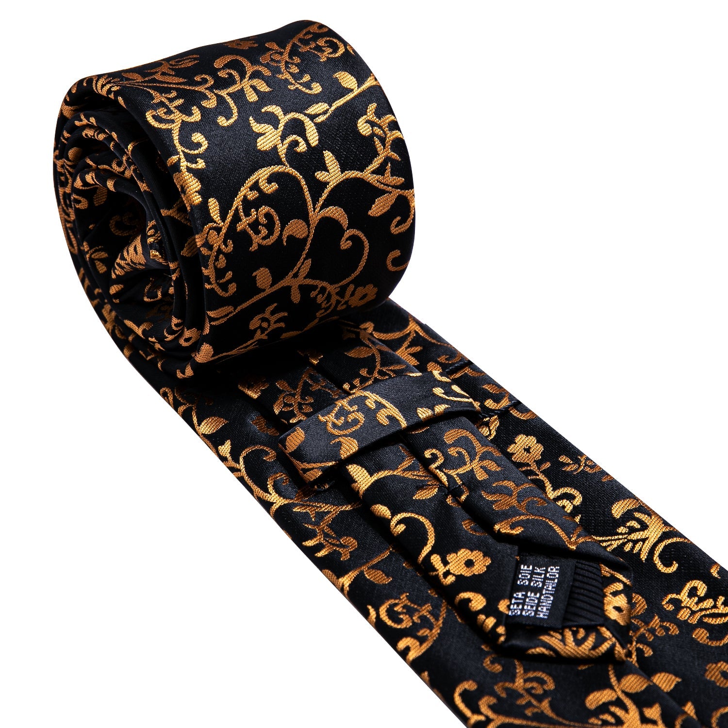 GentCrest Black Floral Tie Hanky Cufflinks Set - Image 4