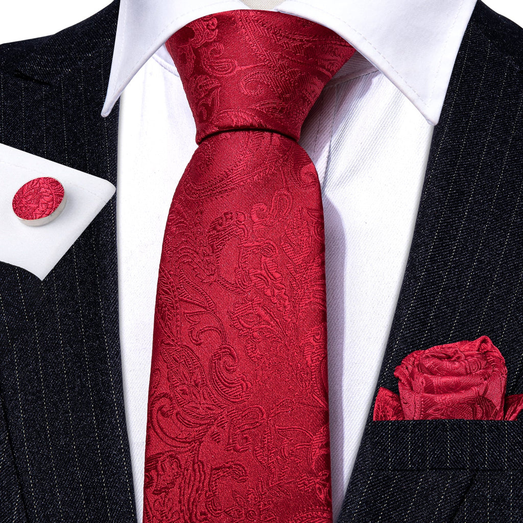 GentCrest Red Paisley Tie Hanky Cufflinks Set - Image 5