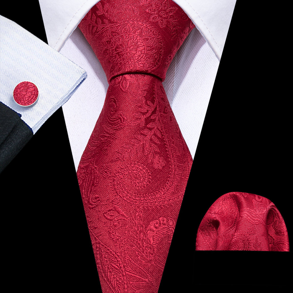 Red Paisley Silk Tie Set - GentCrest