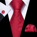 Red Paisley Silk Tie Set - GentCrest