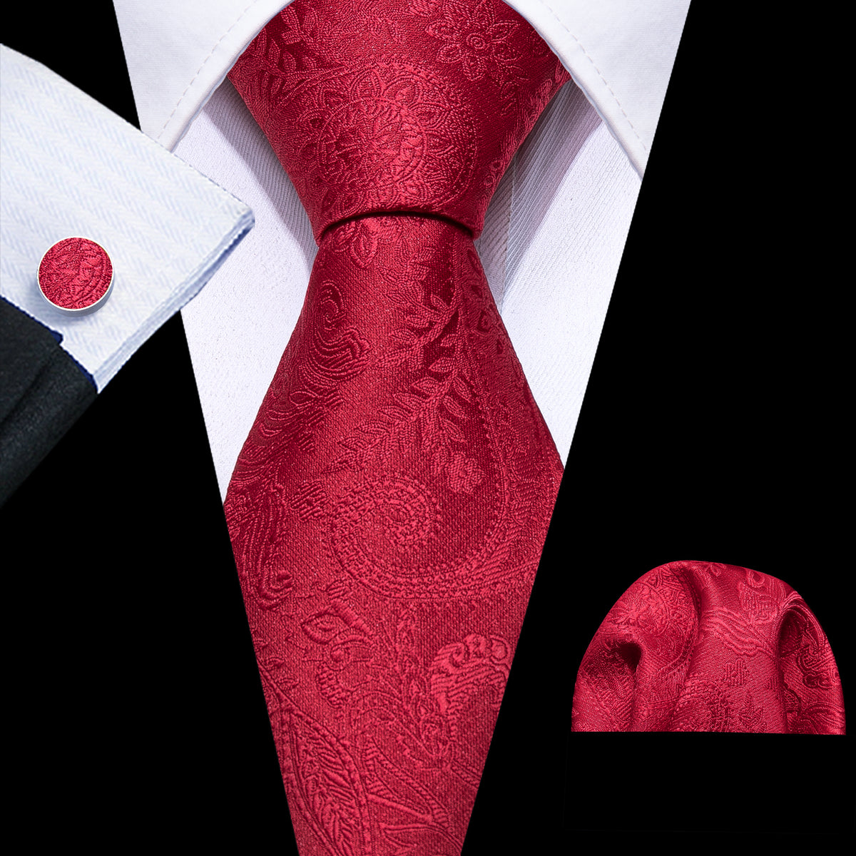Red Paisley Silk Tie Set - GentCrest