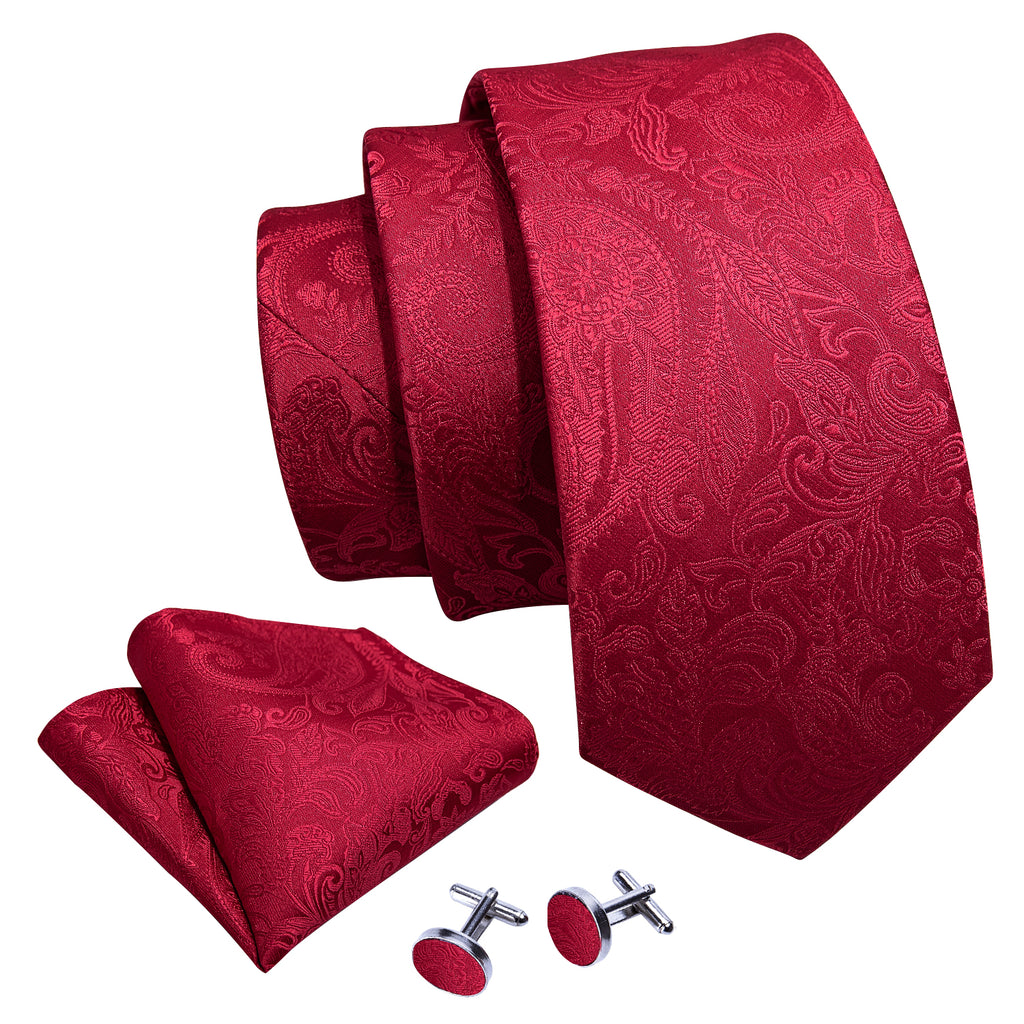 Red Paisley Silk Tie Set - GentCrest - View 4