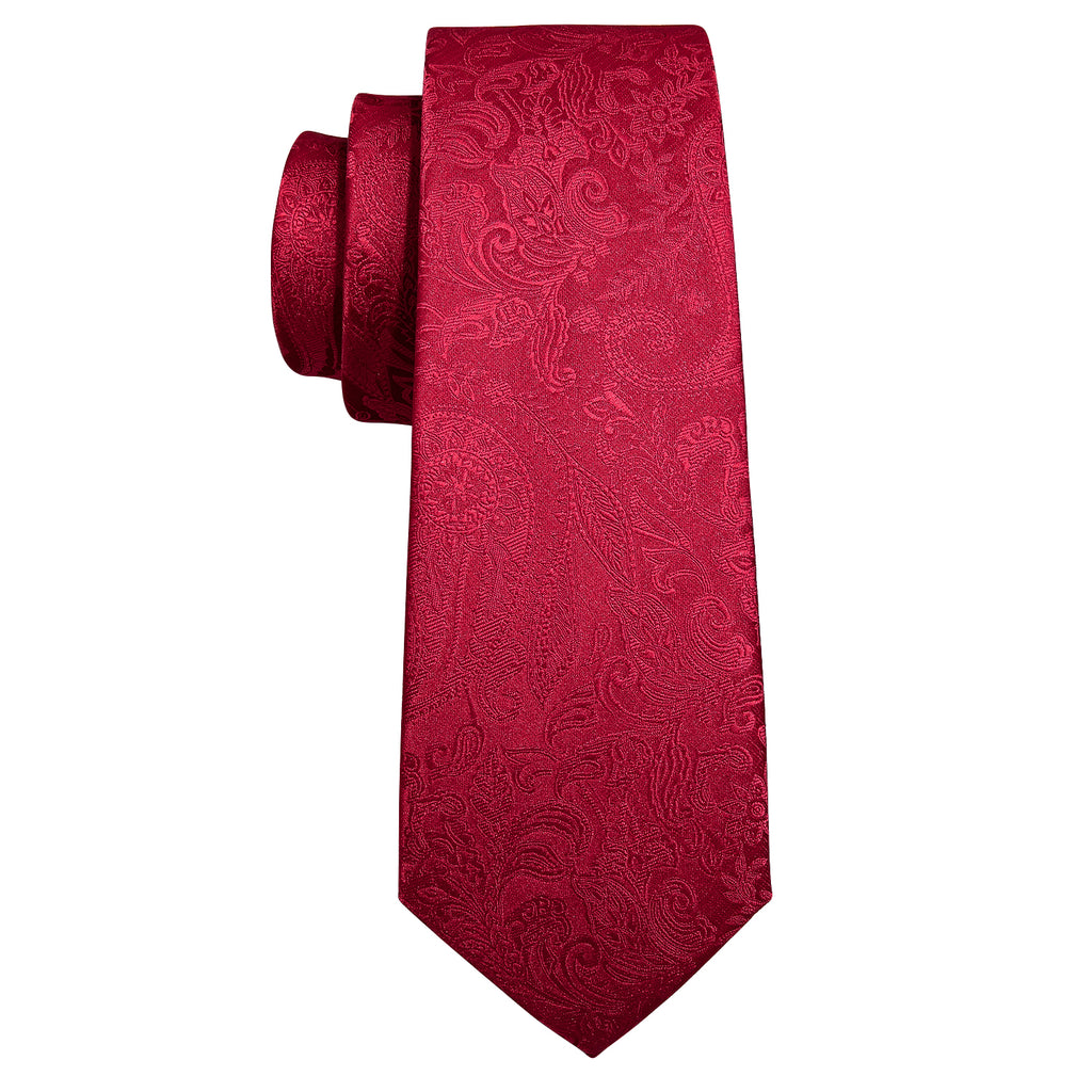 Red Paisley Silk Tie Set - GentCrest - View 5