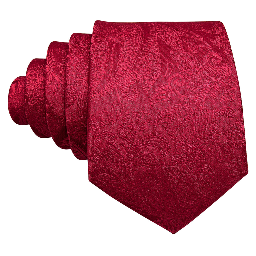 Red Paisley Silk Tie Set - GentCrest - View 6
