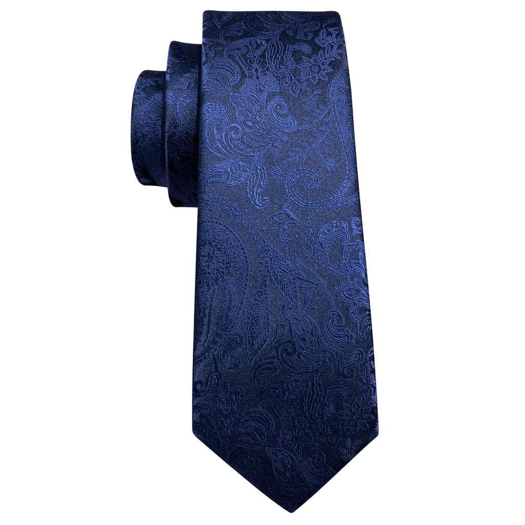 Navy Floral Silk Tie, Pocket Square, and Cufflinks Silk Tie Set - GentCrest - View 7