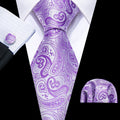 Purple Paisley Silk Tie Set - GentCrest