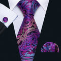 Blue & Purple Paisley Silk Tie Set - GentCrest