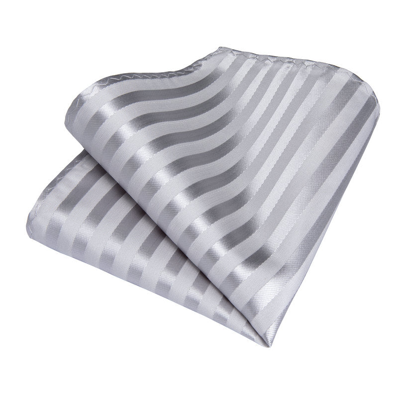GentCrest Silver Striped Tie Hanky Cufflinks Set - Image 5