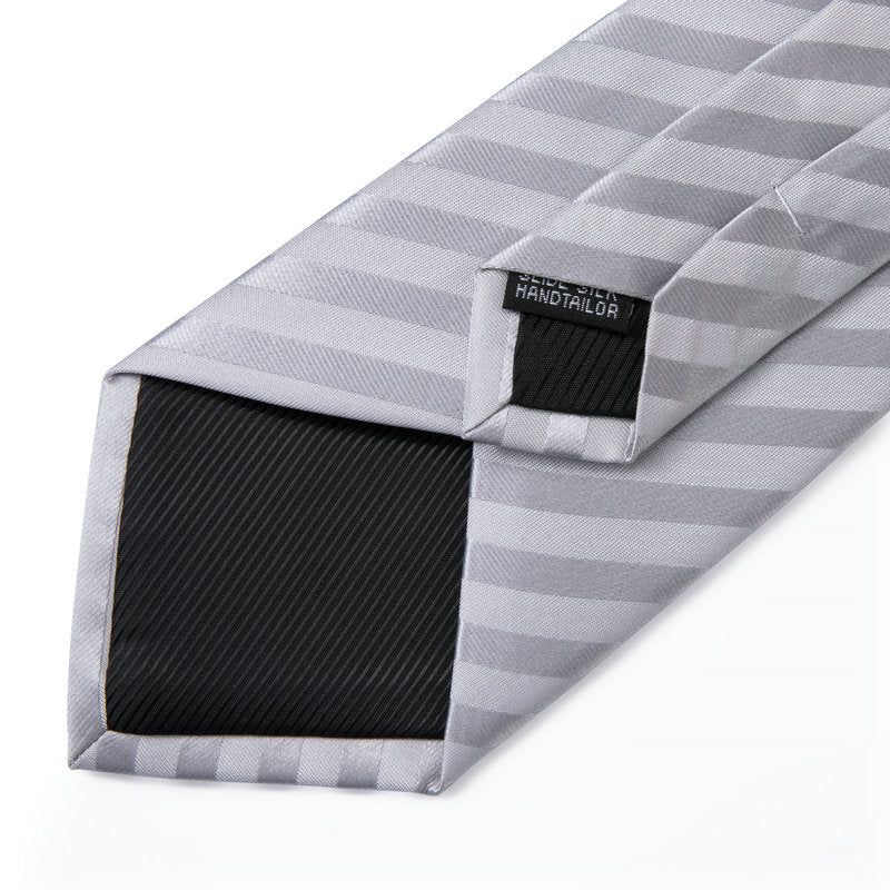 GentCrest Silver Striped Tie Hanky Cufflinks Set - Image 4