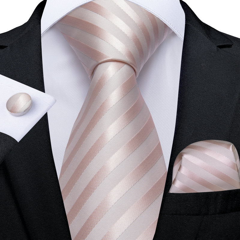 GentCrest Pink Striped Tie Hanky Cufflinks Set - Image 1