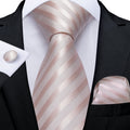 GentCrest Pink Striped Tie Hanky Cufflinks Set - Image 1