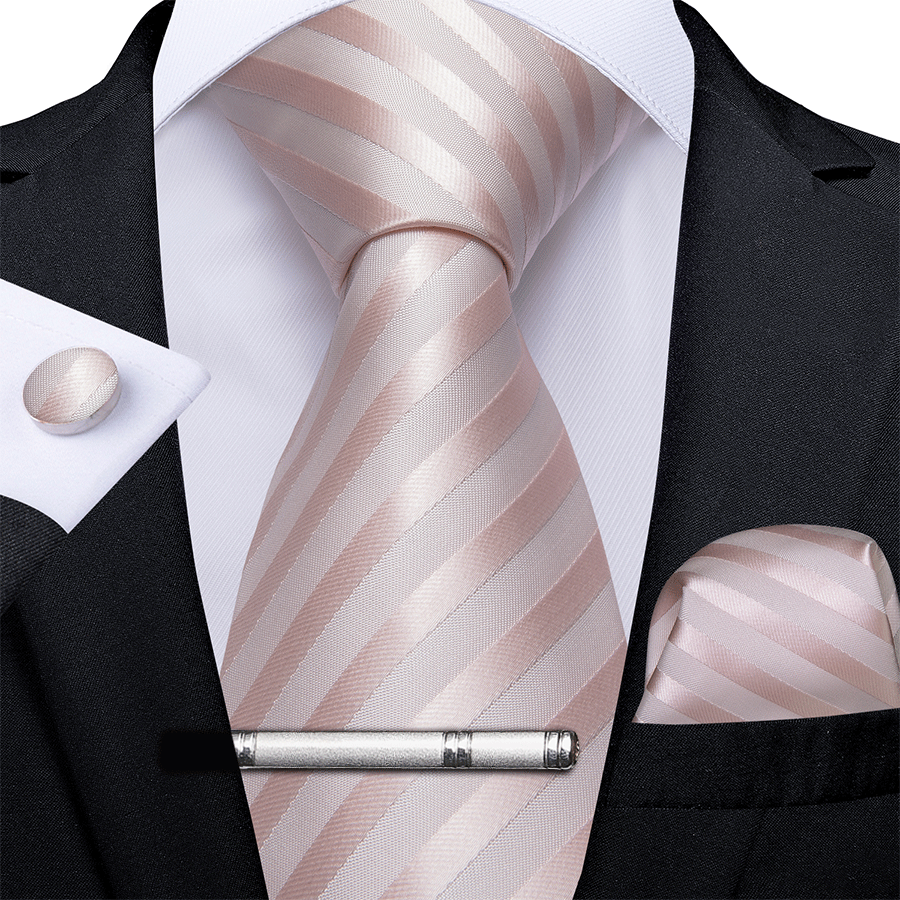 GentCrest Pink Striped Tie With Clips - Image 1