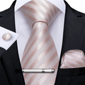 GentCrest Pink Striped Tie With Clips - Image 1