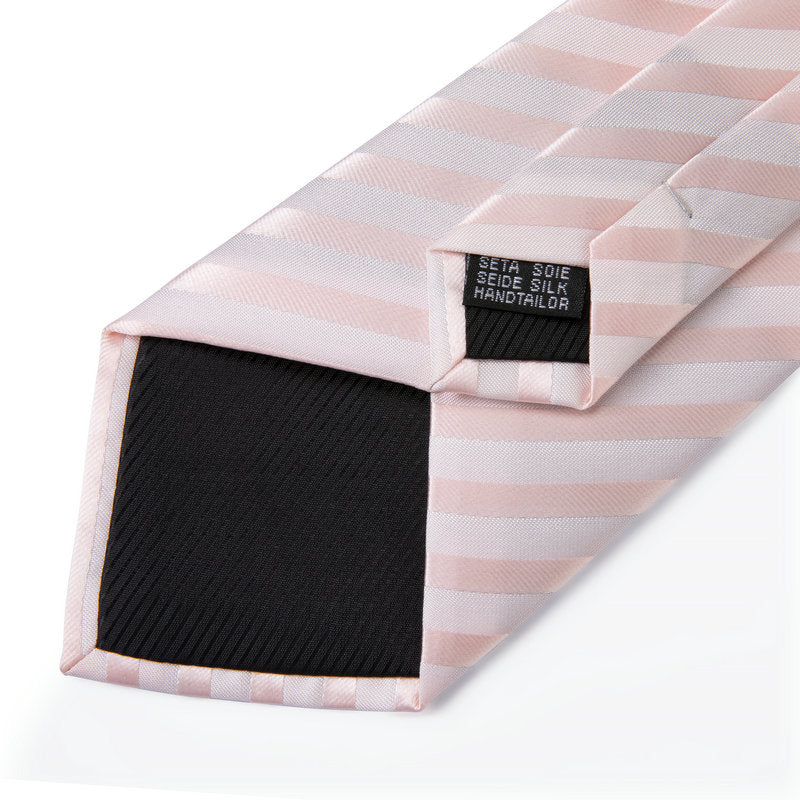 GentCrest Pink Striped Tie With Clips - Image 4