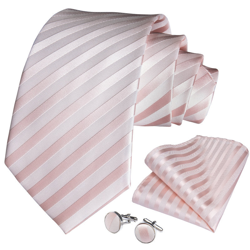 GentCrest Pink Striped Tie Hanky Cufflinks Set - Image 2